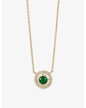 Astley Clarke May Birthstone 14Ct- Emerald And 0.08Ct Lab-Grown Diamond Pendant Necklace - Metallic