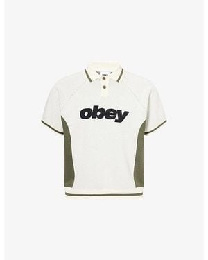Obey Sport Logo-Print Knitted Polo Top - White