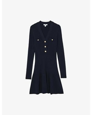 Reiss Lavelle Knitted Mini Dress - Blue
