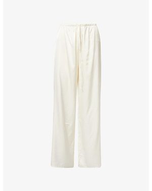 HYPHEN Kenny Drawstring Satin Trousers - White