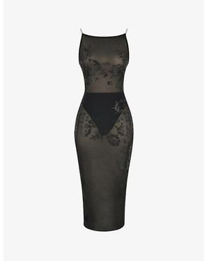House Of Cb Amirah Rhinestone-Embellished Stretch-Woven Midi Dress - Black