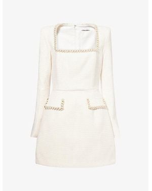 Nadine Merabi Natalie Square-Neck Knitted Mini Dress - Natural