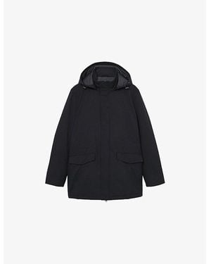 Reiss Funnel-Neck Side-Pocket Shell Coat - Blue