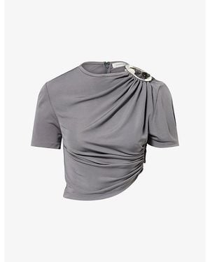 Christopher Esber Orica Ruched Stretch-Jersey Top - Grey
