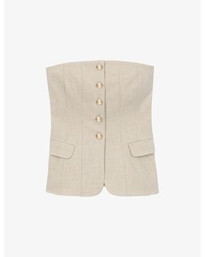 Maje Strapless Slim-Fit Stretch-Woven Bustier Top - Natural