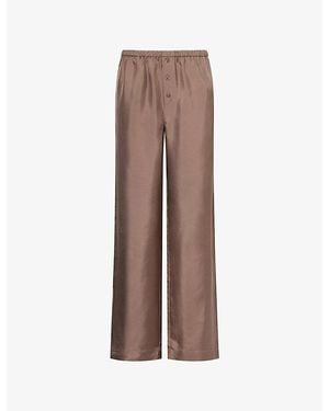 RÓHE Frames Relaxed Wide-Leg Silk Trousers - Brown
