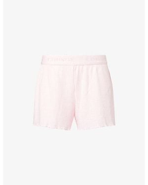 Lounge Underwear Soft Wide-Leg Waffle-Knit Pyjama Shorts - Pink
