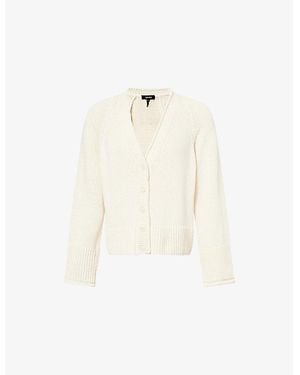 ME+EM V-Neck Knitted Cotton-Blend Cardigan - White