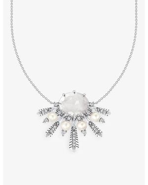 Thomas Sabo Winter Sun Rays Sterling, Zirconia, Milky Quartz And Pearl Necklace - White