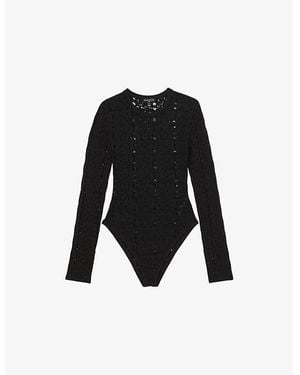 Reiss X Atelier Frances Lace Bodysuit - Black