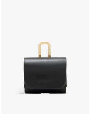 AllSaints Logo-Debossed Leather Airpod Case - Black