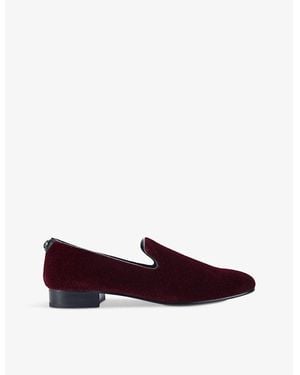 Kurt Geiger Ace Slip-On Flat Velvet Loafers - Red