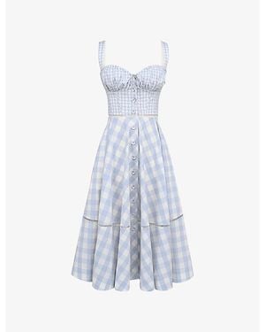 House Of Cb Chiarina Stretch-Cotton Midi Dress - Blue
