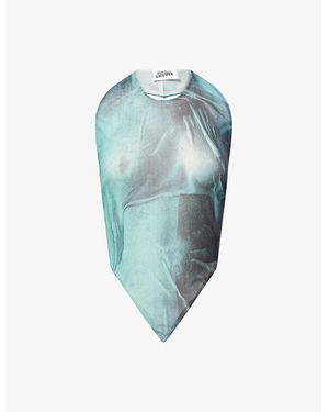 Jean Paul Gaultier Water Mesh Scarf Top - Blue