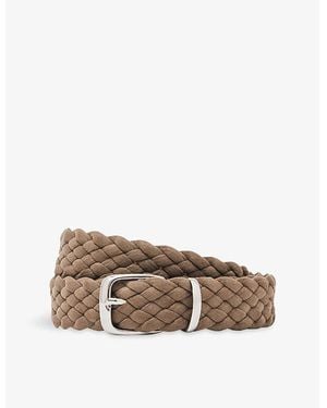 Reiss Jesse Woven Suede Belt - Brown