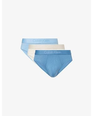 Calvin Klein Ultra Soft Pack Of Three Modal-Jersey Hip Briefs - Blue