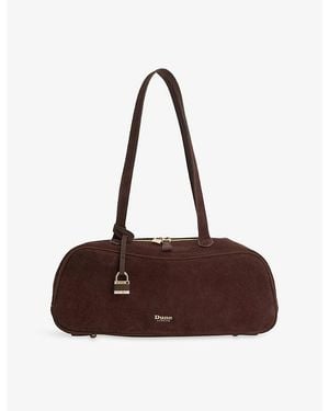 Dune Day Medium Suede Bowler Shoulder Bag - Brown