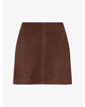 Arma Melody Suede Leather Mini Skirt - Brown