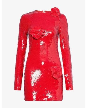 David Koma Flower Embroidered Sequin Mini Dress
