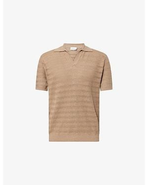 Frescobol Carioca Rino Wave Short-Sleeve Cotton Knit Polo Shirt - Natural