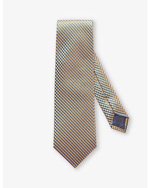 Eton Geometric-Pattern Silk Tie - Grey
