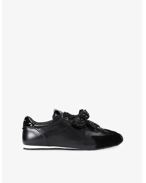 Kurt Geiger Islington Bow Leather Trainers - Black