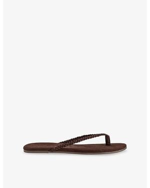 TKEES Lily Braided Suede Flip-Flops - Brown