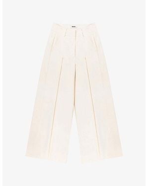 Ro&zo Pleated Wide-Leg Woven Trousers - White