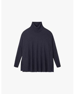 The White Company The Company Roll-Neck Oversized Knitted Jumper - Blue