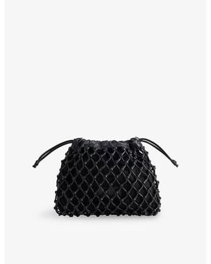 Frankie Shop Morgan Leather Macrame Pouch - Black
