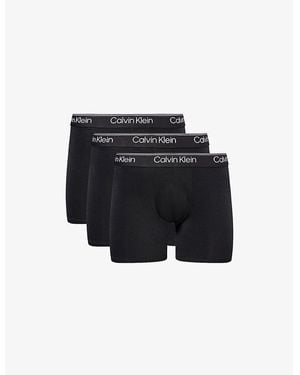 Calvin Klein Microfiber Branded Pack Of Five Stretch-Woven Boxer Briefs - Black