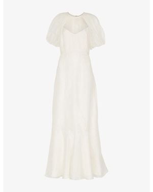 Whistles Sabrina Puff-Sleeve Silk Wedding Dress - White