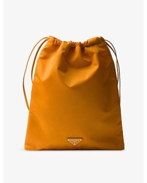 Prada Triangle-Logo Re-Nylon Pouch - Orange
