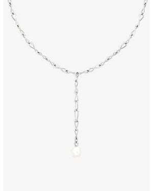 Astrid & Miyu Infinite-Plated Sterling- And Freshwater-Pearl Lariat Necklace - White
