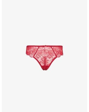 Aubade Danse Des Sens Mid-Rise Stretch-Lace Thong - Pink