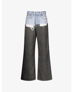Acne Studios Pinstripe-Print Wide-Leg Denim Jeans - Gray