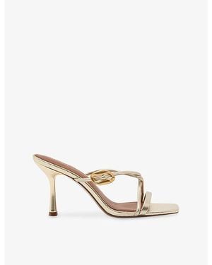 Reiss Alex Heeled Leather Sandals - Metallic
