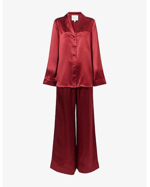 Reformation Ella Relaxed-Fit Silk Pyjamas Set - Red