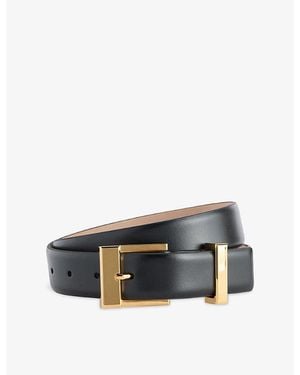 KHAITE Manhattan Square-Buckle Leather Belt - Blue