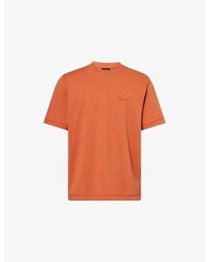 Paul Smith Casual-Fit Embossed-Branding Stretch-Cotton T-Shirt - Orange