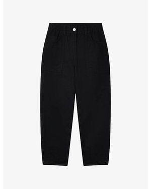 Whistles Tessa Elasticated-Waist Stretch Cotton-Blend Pants - Black