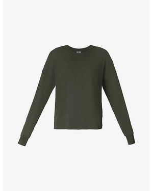 Sweaty Betty After Class Crop Cotton And Modal-Blend Sweatshirt - Green