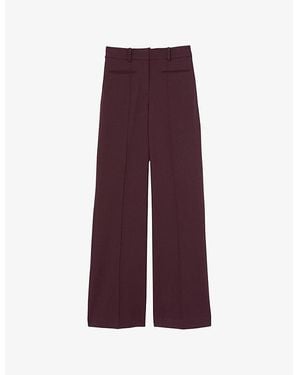 Reiss Claude Pinched-Seam Flared-Leg High-Rise Stretch-Woven Pants - Purple