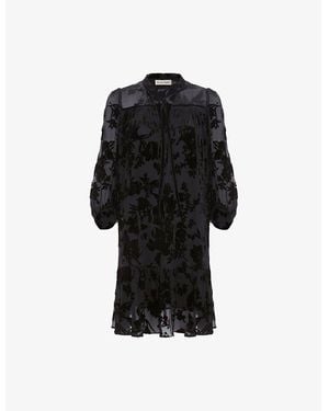 Phase Eight Mila Floral-Burnout Velvet Mini Dress - Black