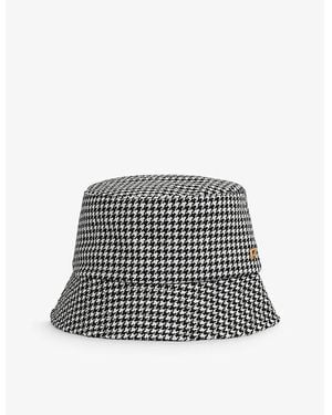 Reiss Rosa Dogtooth-Pattern Wool Bucket Hat - Black