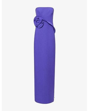 Roland Mouret 3D-Flower Strapless Column Gown - Purple