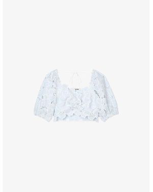 Sandro Guipure Lace Cropped Top - White