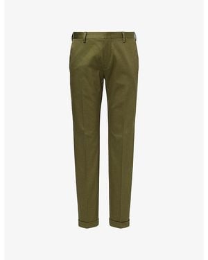 Paul Smith Turn-Up Slim-Leg Cotton Trousers - Green