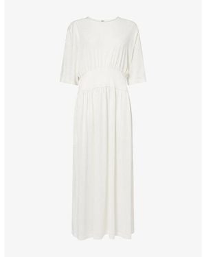 TOTEME Short-Sleeve Slip-Pocket Cotton-And-Silk Midi Dress - White