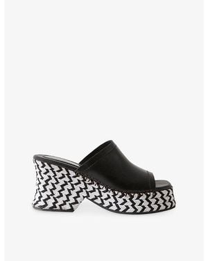 Claudie Pierlot Two-Tone Braided Raffia-Leather Mules - Black